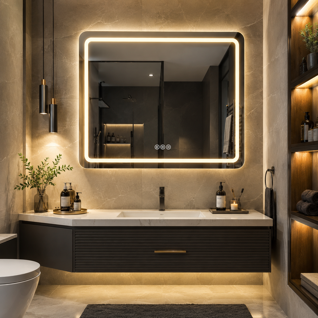 LED Bathroom Mirror – Smart Touch Sensor Vanity Mirror with Adjustable Lighting & Anti-Fog Technology Premium