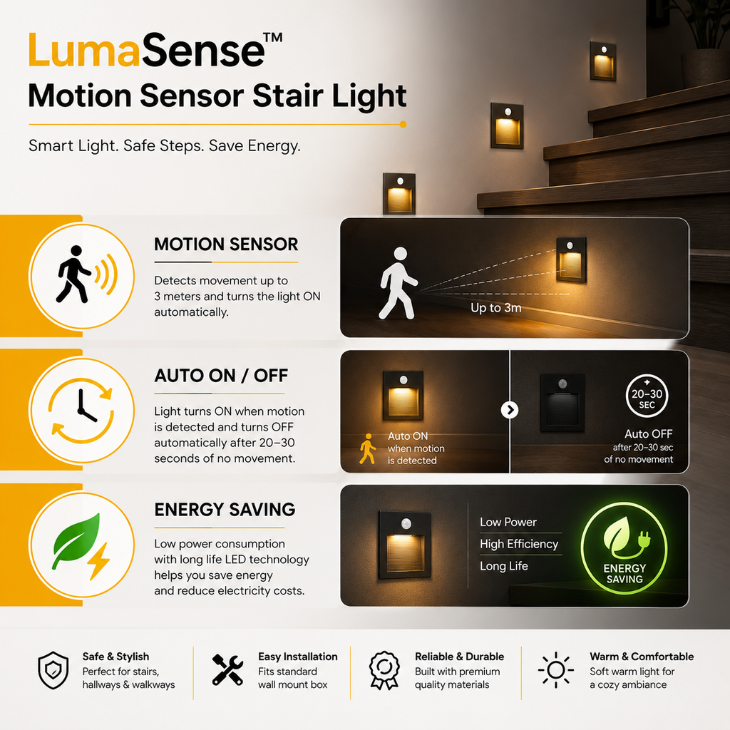 Motion Sensor Stair Light Premium 6 pack