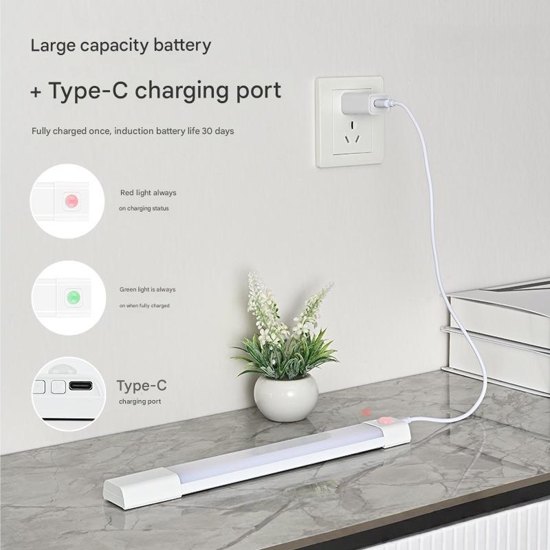 Rechargeable Motion Sensor Cabinet Lights – Wireless Magnetic LED Under Cabinet Lighting with Auto ON/80cm 3pcs