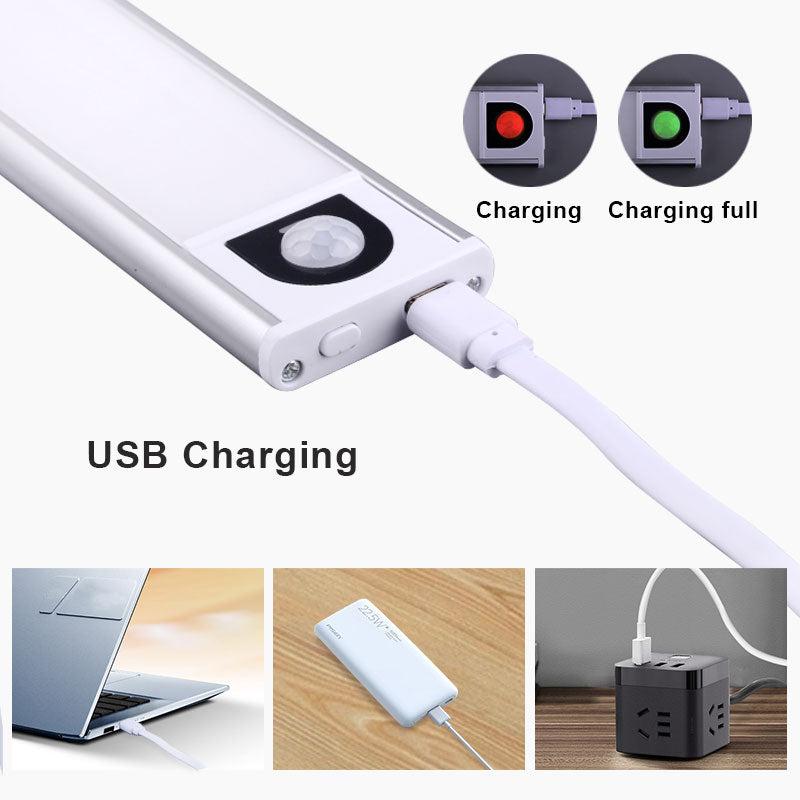 Rechargeable Motion Sensor Cabinet Lights – Wireless Magnetic LED Under Cabinet Lighting with Auto ON/80cm 3pcs