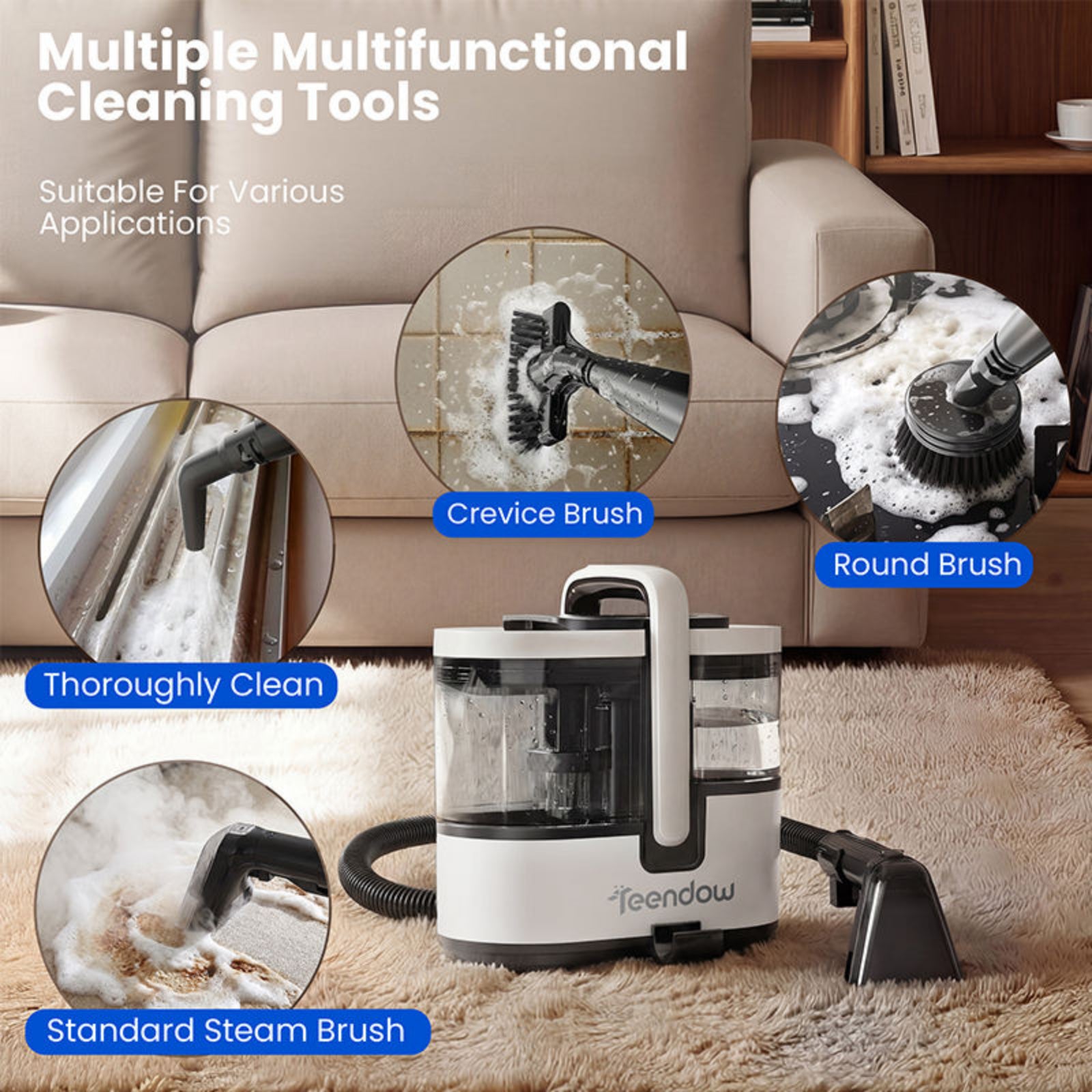 Portable Carpet & Upholstery Cleaner – Powerful Spot & Stain Remover with Strong Suction for Carpets, Rugs, Sofas & Car Interiors
