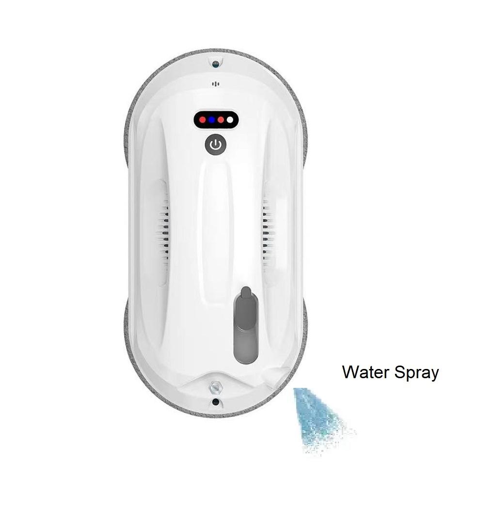 Handheld device with water spray feature on a white background