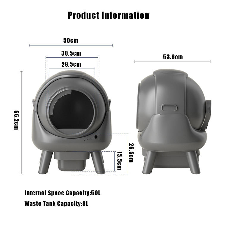 Smart Self-Cleaning Cat Litter Box – 50L Automatic Litter Box with App Control, Safety Sensors & Easy-Clean Design