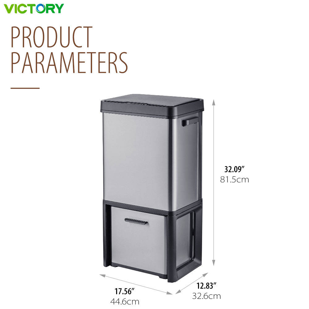 80L Smart Motion Sensor Trash Can – Touchless Automatic Waste Bin with Dual Compartments for Dry & Wet Waste