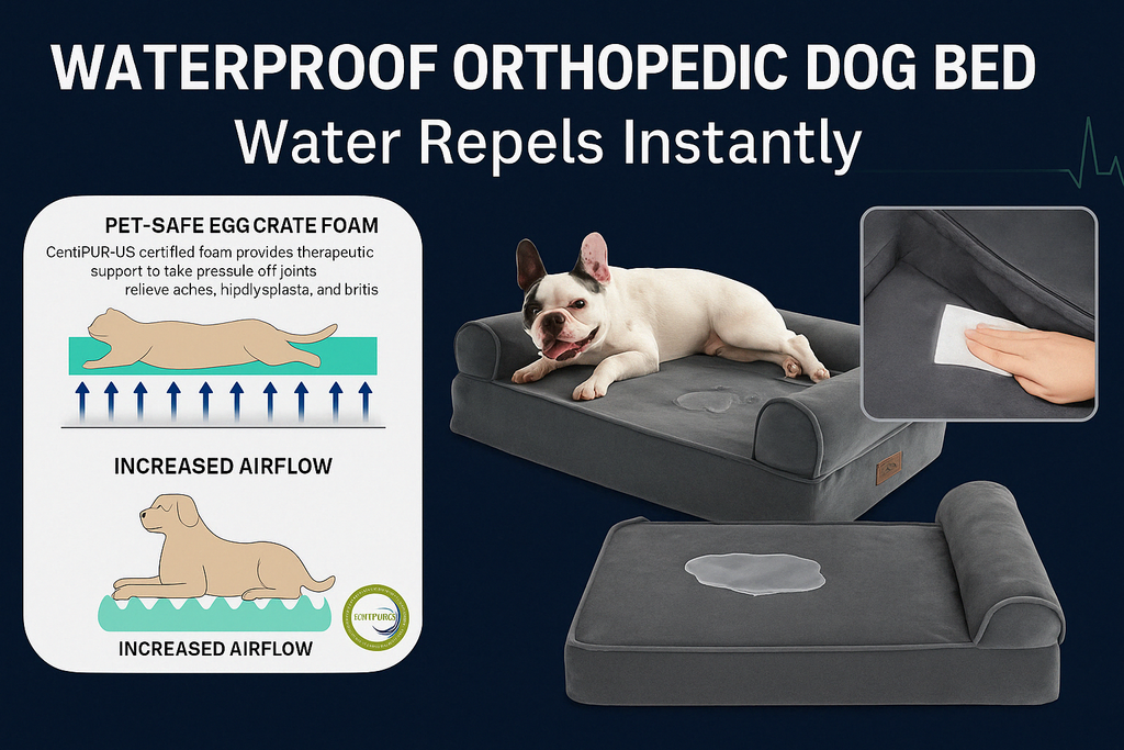 Smart Heated Pet Bed – Orthopedic Memory Foam Bed with Sleep Monitoring & Adjustable Warmth for Dogs