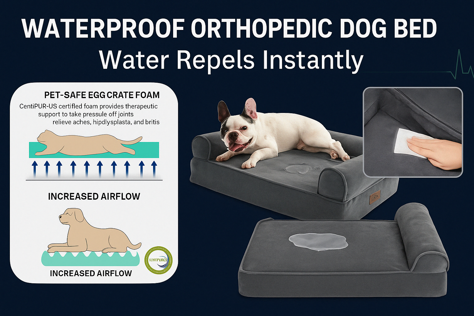 Smart Heated Pet Bed – Orthopedic Memory Foam Bed with Sleep Monitoring & Adjustable Warmth for Dogs